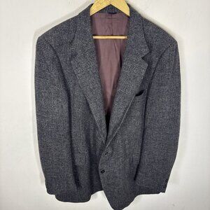Harris Tweed Men 48L Tall Gray Wool Blazer Sport Coat Handwoven Scotland